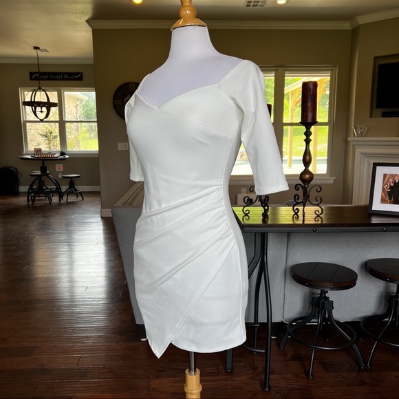 Midnight Doll Women’s Dress White Midi Bodycon fitted tight size 5 - Picture 8 of 15